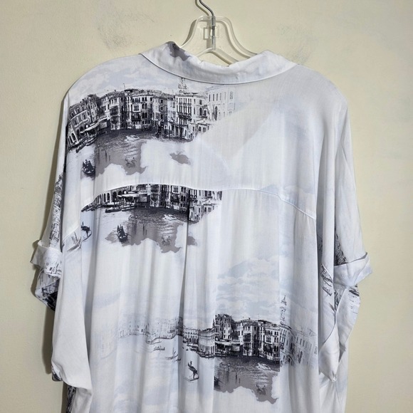 Jane + Delancey NWT Women Shirt Venice Scenic Print Button Down White Size 3X - Picture 11 of 14